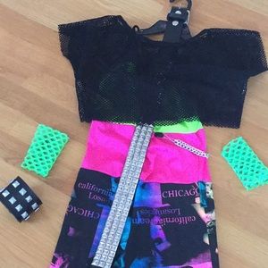 Rocker girl costume.  Mesh top not included.